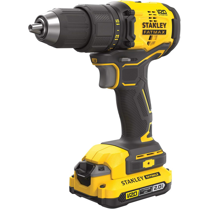 Двошвидкісний акумуляторний дриль-шуруповерт Stanley FatMax 18 В SFMCD710D2K (2,0 Ач, макс. крутний момент 60 Нм, безщітковий двиг