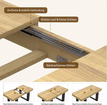 Розсувний обідній стіл 120-160 см, сучасний дерев&39яний обідній/кухонний стіл для 2-6 осіб, довгий розсувний обідній стіл, великий конференц-стіл для вітальні/їдальні (натуральний)