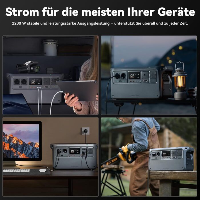 Портативна електростанція DJI Power 1000, сонячний генератор потужністю 2200 Вт, акумулятор LiFePO4 ємністю 1024 Втгод, функція швидкої зарядки 4-в-1, надзвичайно тихий 23 дБ, сонячний генератор для кемпінгу, автономного життя, кемперів, аварійних ситуаці