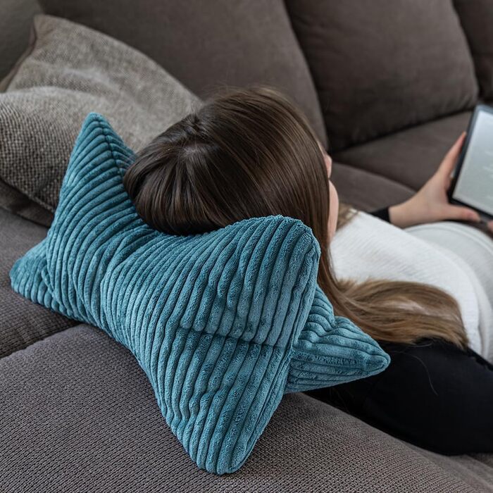 Подушка для читання, валик для шиї Cozy Shara, вельветовий дизайн, ергономічна форма для підтримки шиї або попереку, 42 x 22 см, гнучка підставка для книг, електронних книг або планшетів (петлевий колір)