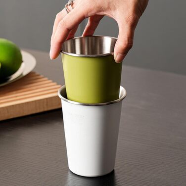 Елементні портативні чашки з нержавіючої сталі для кави, молока, пива, штабельовані кемпінгові чашки для води для подорожей на свіжому повітрі та походів, штабельовані кемпінгові посуди для води та столового посуду для походів, 4-