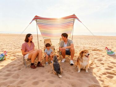 Пляжний намет-тін, тент, пляжний сонцезахисний крем, водонепроникний, легкий, блокуючий та еластичний, парасолька від сонця, пляжні навіси (смуги, розмір L)