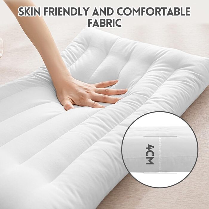 Ультраплоска ергономічна подушка з піни з ефектом пам&39яті, для зняття болю в шиї, ідеально підходить для сну на боці, спині та животі (біла)