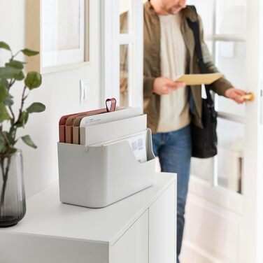 Лоток для документів Rotho MyPaper, органайзер для столу, тримач для документів, лоток для листів, поштова скринька, лоток для паперу, білий/червоний