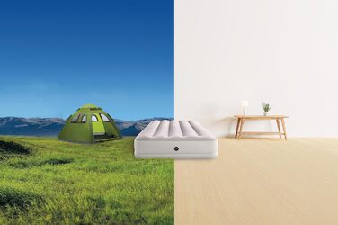 Надувний матрац Intex 64177E Dura-Beam Standard Prestige Mid-Rise Fiber-Tech розмір Twin повітряний насос Quickfill USB висота ліжка 30,5 см вантажопідйомність 136 кг, надувний матрац Twin