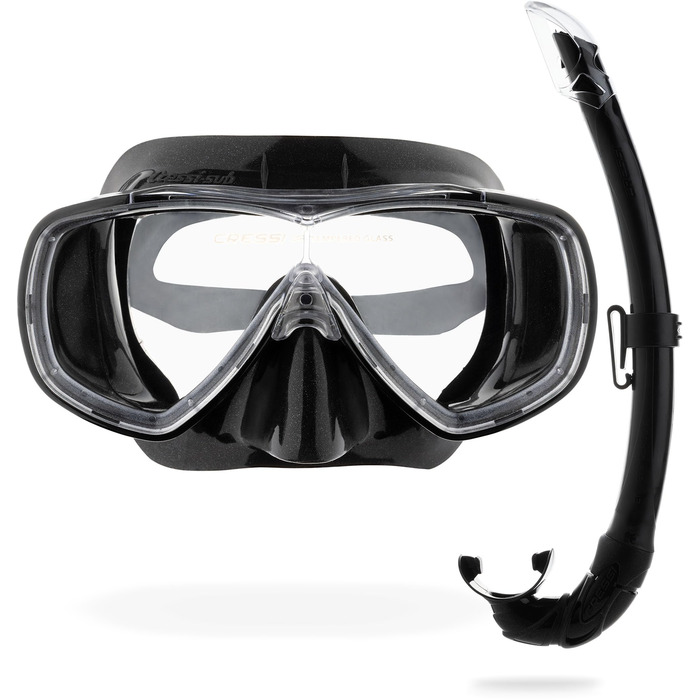 Одинарна маска Onda або комбінований комплект Маска Onda Сноркл Мексика для дайвінгу та сноркелінгу, один розмір, унісекс комбінований комплект чорний/чорний