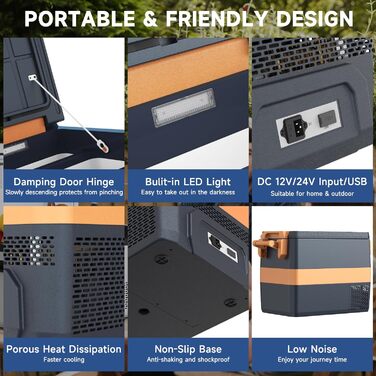 Міні-холодильник для автомобіля портативний електричний кемпінговий морозильник 40 л електричний компресорний охолоджувач 12V 12/2
