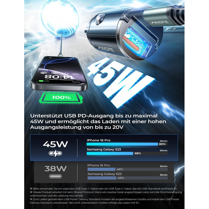 Вт прикурювач USB C міні супер швидка зарядка автомобільний зарядний пристрій USB C PD45W QC3.0 двопортовий автомобільний зарядний