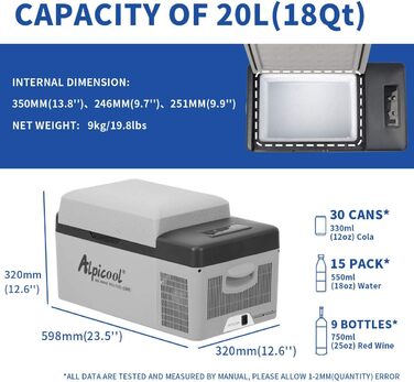 Літрова прохолодна коробка 12v міні-холодильник маленький електричний кемпінговий морозильник портативний для автомобіля, вантажів