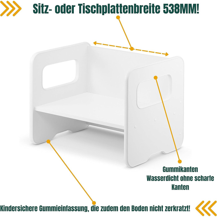 Дитяча лавка defiPad дитяча лавка може перетворюватися на дитячий стіл дерев'яна лавка з 2 висотами сидіння дитяча лавка з функціє