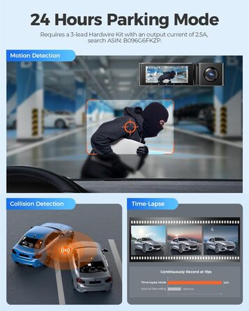 Автомобільний відеореєстратор AZDOME 3 лінзи 1440P 1080P 1080P з WiFi, GPS, фронтальною камерою 4K, супер нічним баченням, монітор