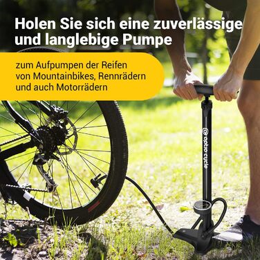 Велосипедний насос Optio Cycle, підлоговий, 61 см, 11 бар / 160 PSI, сталь/пластик, чорний