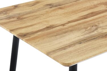 Обідній стіл SAM Trondheim 115 x 75 см Деревина під дикий дуб Швейцарський край Чорний металевий каркас на 4 ніжках Їдальня та кухня 115 x 75 см МДФ / Чорний каркас