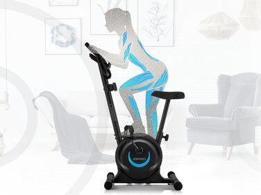 Велотренажер ZIPRO з 8 рівнями магнітного опору, тримачем для смартфона, РК-монітором, регульованим сідлом