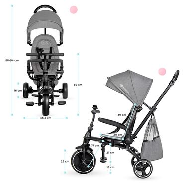 Триколісний велосипед 4 в 1 Jazz, дитячий триколісний велосипед, дитячий велосипед, коляска, складний з аксесуарами, сумка, дзвіно