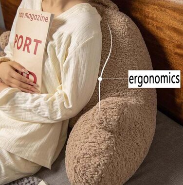 Пухнаста подушка для читання з шерпа-флісу з підлокітниками для сидіння в ліжку, читання, ігор, перегляду телевізора, поперекової підтримки, м&39якої подушки, підставки для дивана, підтримки спини, валика для шиї 68x36 см, кава