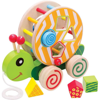 Звірятко Eichhorn 100002231, що тягнеться, з 4 різними вставними блоками, березова іграшка з рухом, для дітей від 1 року, розмір 1