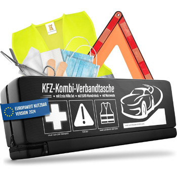 Аптечка 3 в 1 Car 2024 може бути використана і протестована по всій Європі (відповідає StVO) I Автомобільна комбінована сумка з по