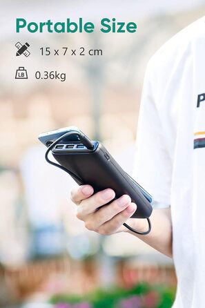 Зовнішній акумулятор ADDTOP Powerbank 26800mAh з потужністю 22,5 Вт, портативний зарядний пристрій з 4 портами, сумісний зі смартфонами, планшетами та іншими пристроями, чорний