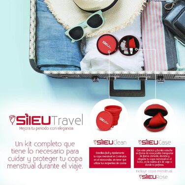 Пакет Sileu Travel Menstrument Cup Rose, стартова модель, розмір XS, червона, стандартна гнучкість червоний чохол-квітка складаний стерилізатор, червона Talla XS Standard