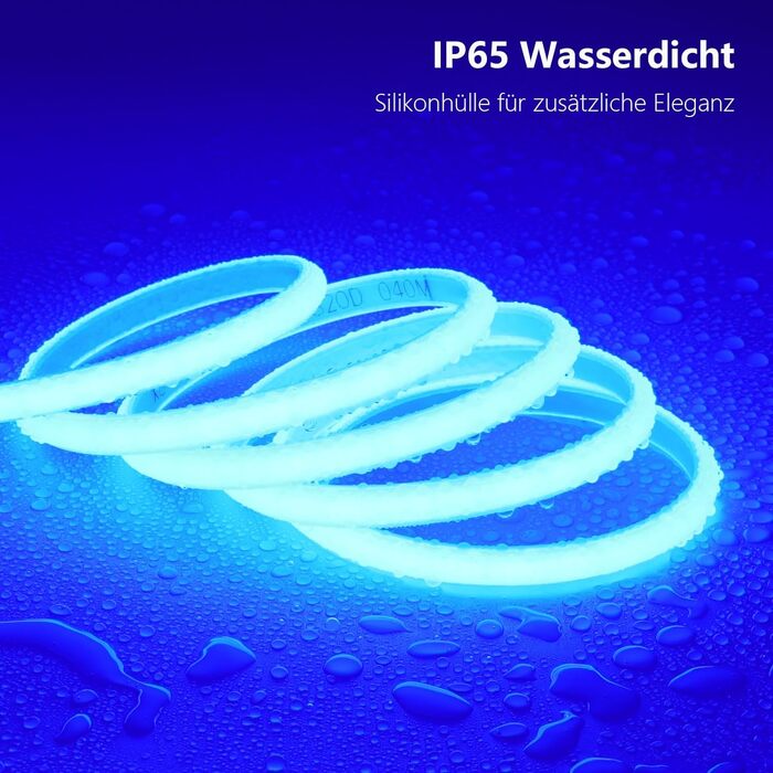 Світлодіодна стрічка BENLUN AC 220 В COB 20M 3000K Тепла біла Дуже яскрава 16000 люмен Водонепроникна IP65 Зовнішня неонова світлодіодна стрічка 180 Вт Гнучка та різана для прикраси домашнього двору та комерційного (синій)