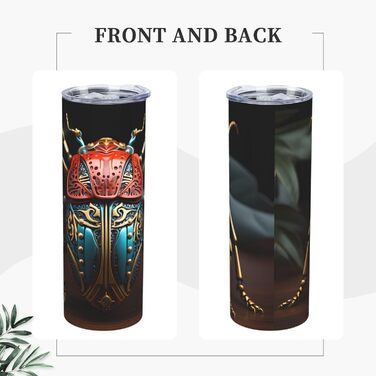 Кухоль з прямою трубочкою, 590 мл, різнокольоровий жук, принт, дорожній кухоль, підходить для кемпінгу, офісу та дому