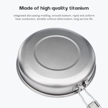 Сковорода для кемпінгу iBasingo 22 см 1500 мл Титанова сковорода з антипригарним покриттям зі складною ручкою Портативна легка ско