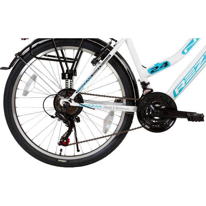 Дюймовий міський велосипед, велосипед для дівчаток, дитячий велосипед, жіночий велосипед, 21 передача, розмір рами приблизно 42 см, білий/бірюзовий, новий - 051, 24-