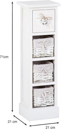 Комод CARO Furniture Flower, окремостояча полиця білого кольору з 1 шухлядою та 3 кошиками