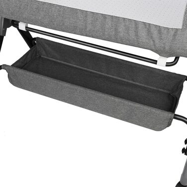 Дитяче ліжечко-колиска, 4-рівневе регулювання висоти, 3-в-1 дитяче ліжко та колиска, ліжечко з колесами, москітна сітка, нахил 20, 104 x 52 x 100-110 см Linen Grey