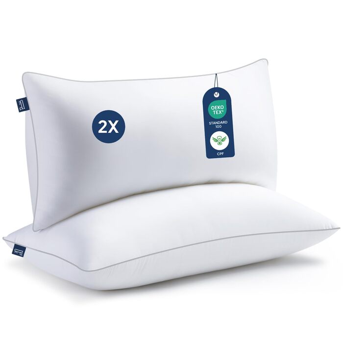 Подушка BedStory 40x80, комплект із 2 подушок з високоякісним наповнювачем з мікрофібри 950 г x 2, м&39який наповнювач, який можна прати, подушка для ліжка, подушка для сну, подушка для дивана, подушка для сну на боці 40x80 см