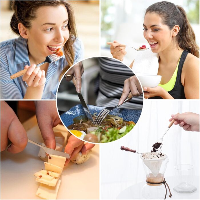 Набір із 14 виделок та ложок, сумка для столових приборів для використання на вулиці, набір столових приборів для кемпінгу, дорожні столові прибори з сумкою для зберігання, портативний набір столових приборів для кемпінгу, багаторазовий, для пікніків та в