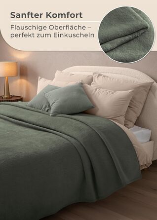 Преміум бавовняна ковдра 150x200 см - Oeko-TEX 100 - М&39яка ковдра з бавовняної суміші - Ковдра як плед, ковдра на диван та ковдра на дивані - Затишна та тепла бавовняна ковдра (темно-зелена) 150x200 см темно-зелена