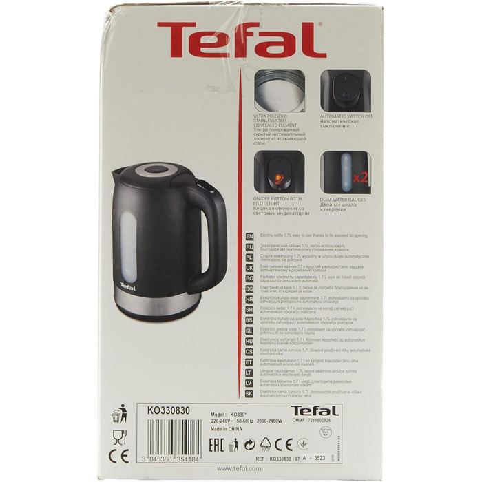 Електричний чайник Tefal 3045386354184 KO330830, нержавіюча сталь, 1,7 літра, чорний/сріблястий