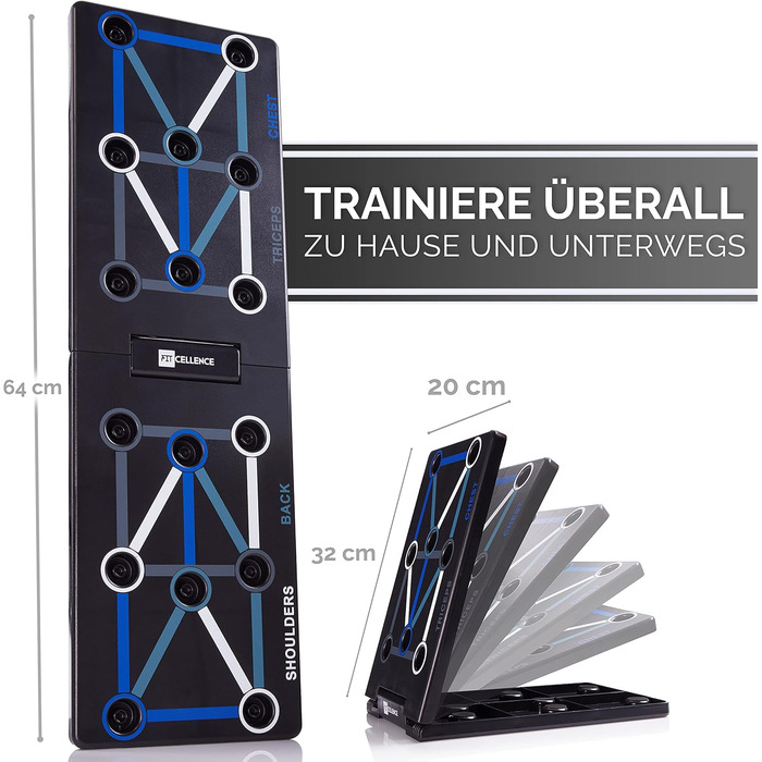 Складана дошка для віджимань 12-в-1 - Включає 10-тижневий план тренувань - Преміальна дошка для віджимань 12-в-1 Розроблена в Німеччині з інструкціями німецькою мовою для ваших тренувань - Ручки для віджимань