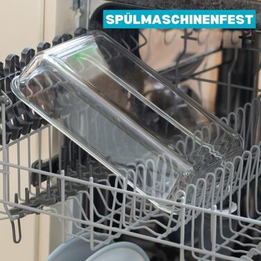 Форма для запікання лазаньї Igluu з кришкою, що застібається, без бісфенолу А - 2,2 літра () - прямокутна, міцна форма з боросилікатного скла - придатна для використання в духовці, мікрохвильовій печі, морозильній камері та посудомийній машині, набір з