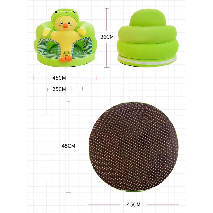 Чохол для дитячого сидіння на підлозі, чохол для навчальних стільців, милий плюшевий наповнювач для дитячого дивана, знімний та пральний, для дитячої кімнати, ігрової кімнати, парку, 2