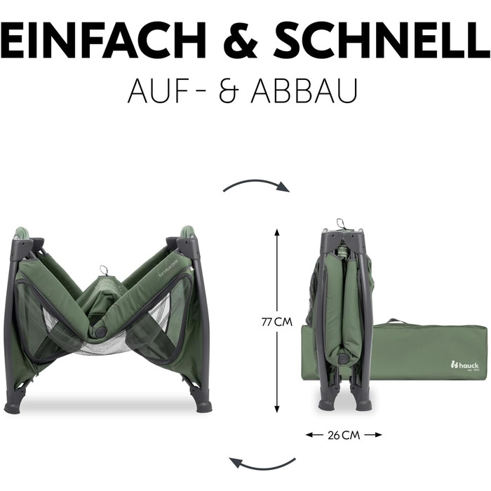 Темно-зелений - дитяче ліжечко для подорожей від народження до 15 кг з вкладишем для новонароджених, пеленальний килимок, сумка для перенесення, колеса, ігрова зона XL, компактна та складається. Play N Relax Center темно-зелений