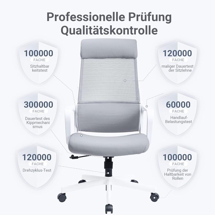 Ергономічне офісне крісло Storeo Imp, до 200 кг, сітка, сірий