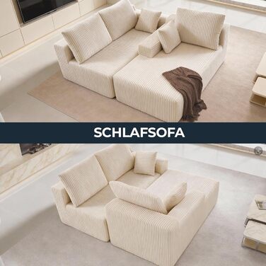 Кутовий диван Cloud, L-подібний модульний кутовий диван з глибоким сидінням, диван без опорних стійок для вітальні та спальні, кремова вельветова оббивка, лівий шезлонг бежевого кольору, 105&39