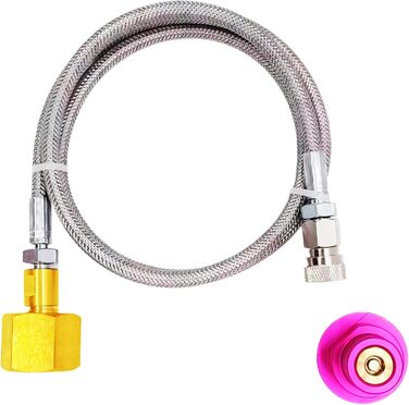 Адаптер CO2 для машини з газованою водою Швидке підключення шланга Пряме підключення від бака CO2 до машини для газованої води, сумісний з машиною Terra Art Gaia Duo Aqua Fizz, яка використовує рожевий циліндр CO2