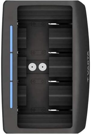 Зарядний пристрій VARTA для акумуляторів, заряджає 2 або 4 батарейки типу AA, AAA, C, D або 1 x 9V одночасно, універсальний зарядний пристрій, розряджений (старий універсальний зарядний пристрій)