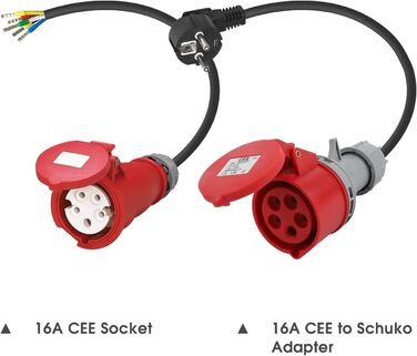 Із зарядною станцією для електромобілів потужністю 11 кВт з кабелем типу 2, 16 А, 3-фазний IEC 62196-2, безпечна зарядка (з розетк