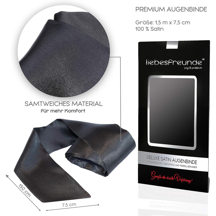 Секс-іграшка з зав&39язаними очима для пар - Красива еротична маска для очей з атласу I Маска з зав&39язаними очима для бондажу, чорна