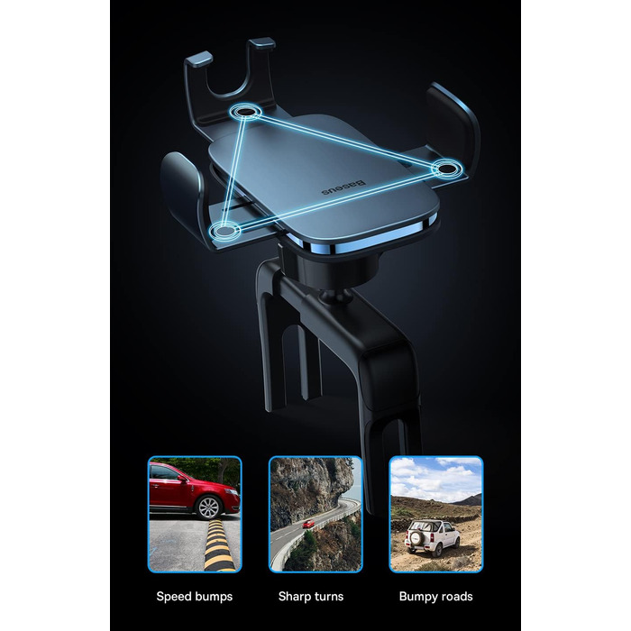 Гравітаційний тримач для телефону Baseus Metal Age II для автомобіля, круглий, чорний