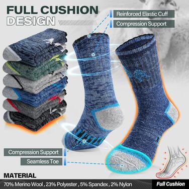 Дитячі шкарпетки з мериносової вовни для походів, хлопчики та дівчатка, малюки, теплі зимові товсті м&39які шкарпетки для снігу та лижного спорту, панчохи, сірий колір, змішаний колір, 29-34