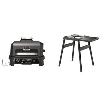 Електричний гриль Ninja Woodfire Pro XL багатофункціональний вуличний гриль 4-в-1 з регульованою підставкою та допоміжним столом