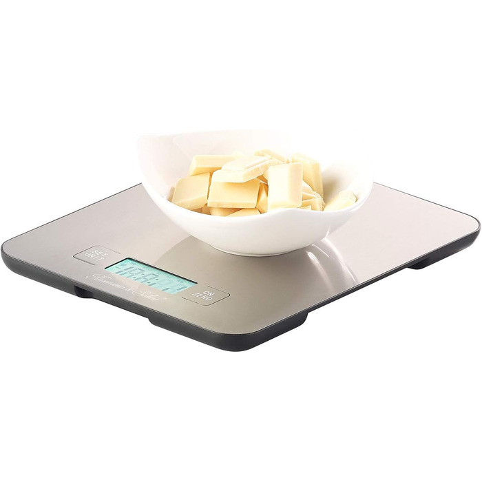 Цифрові ваги Rosenstein & Shne Цифрові кухонні ваги з нержавіючої сталі з таймером, до 15 кг, точність до 1 г (побутові ваги, ваги