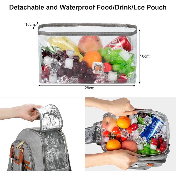 Рюкзак для пікніка на 4 особи з відділенням-холодильником та підставкою для вина, флісовою ковдрою, набором столових приборів, для кемпінгу, пляжу, одноденних поїздок, походів, аксесуарами (світло-сірий)