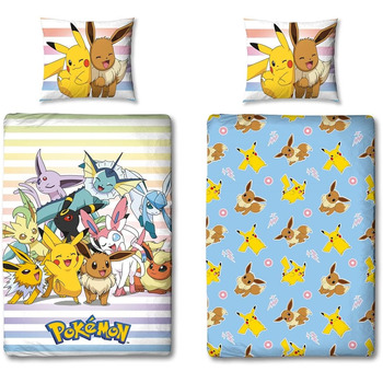 Комплект постільної білизни Pokemon 2 шт. - 135x200 см подушка 80x80 см - Покемон Пікачу світло-блакитний - дитяча постільна білиз